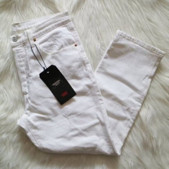 NWT Levis 501 Original White Jeans Size 31 High Rise Straight Leg Cropped - Picture 5 of 9